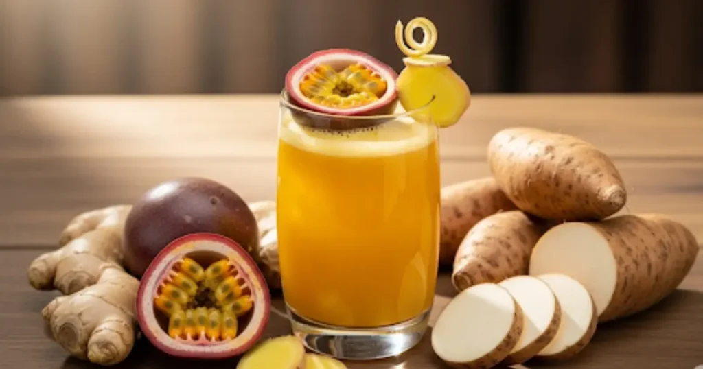 yam juice with ginger and passion fruit